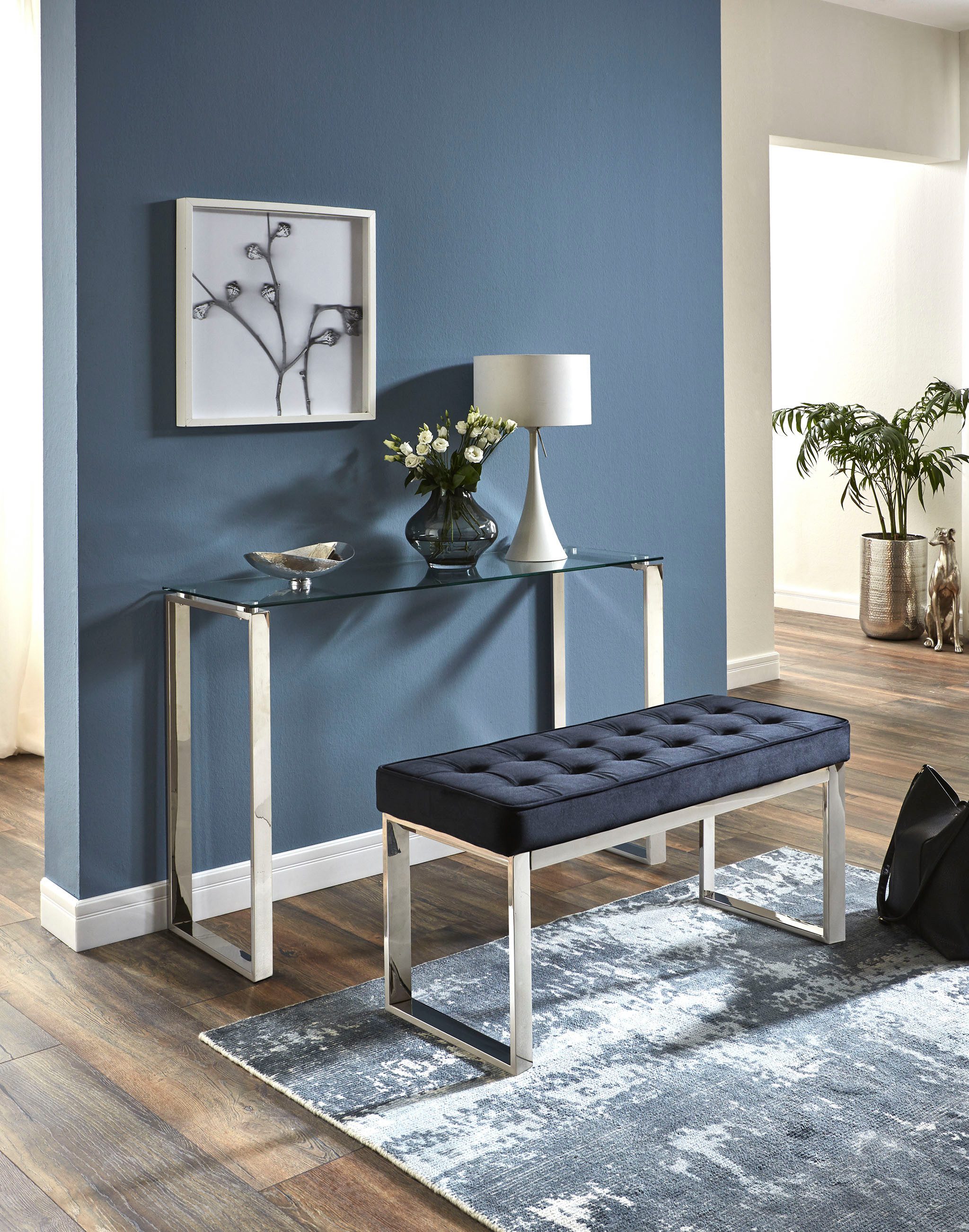 HAKU Konsole Sideboard, rechteckig - aus Metall Silber - B/T/H 120/40/78 cm