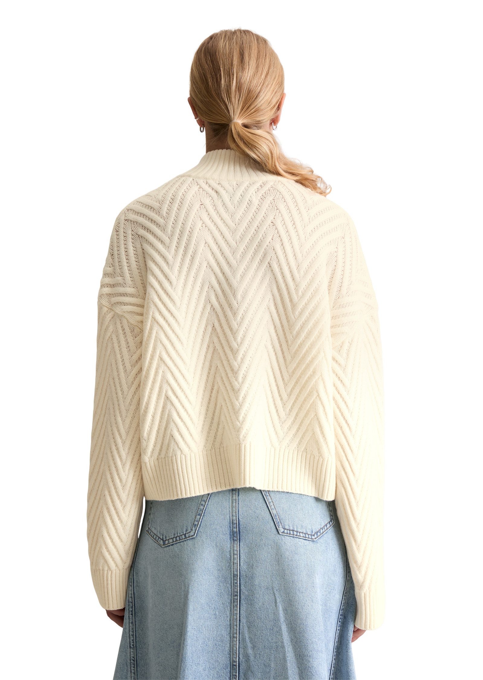 Marc O'Polo DENIM Troyer relaxed fit aus weichem Schurwolle-Mix, 3D-Zickzac günstig online kaufen