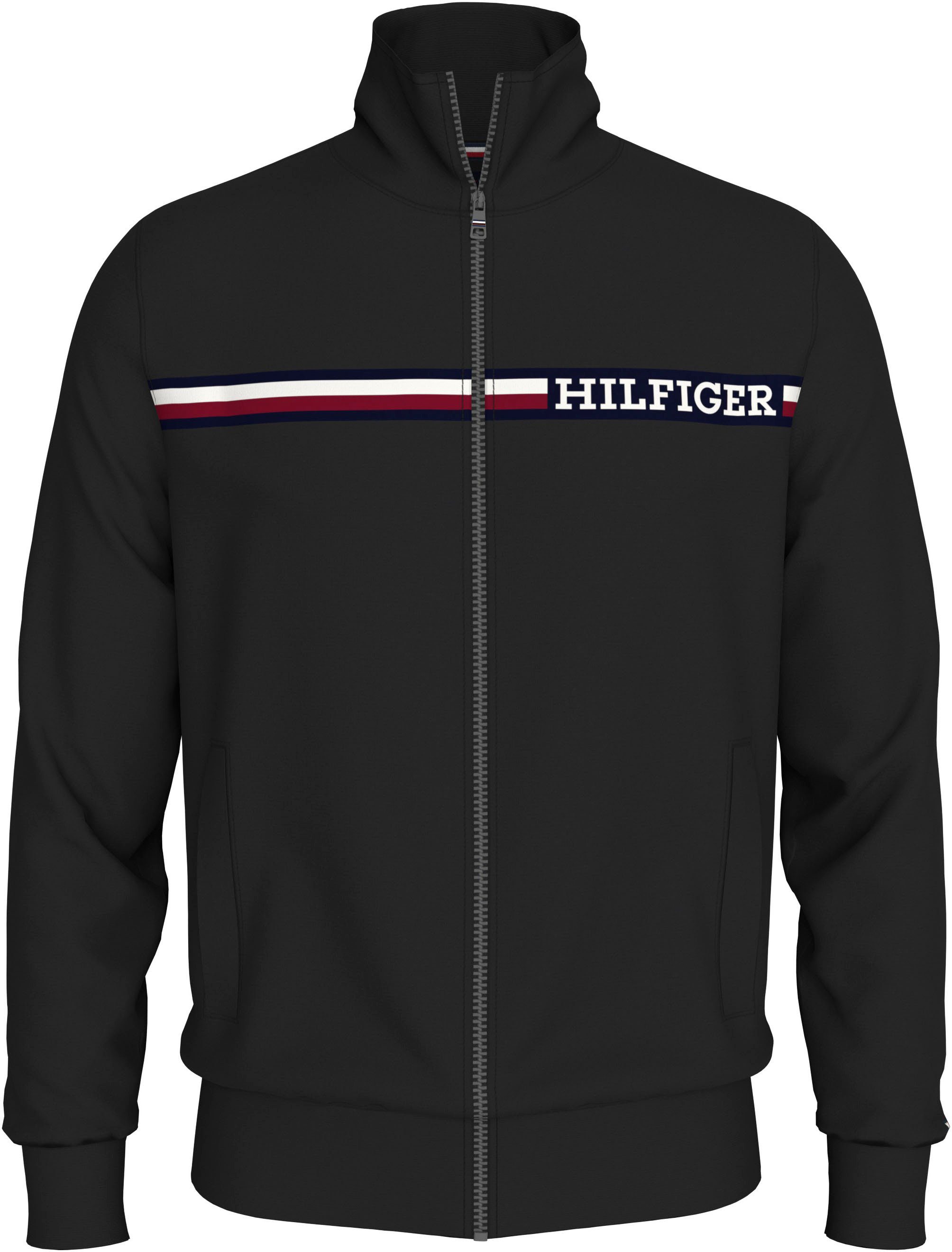 Tommy Hilfiger Big & Tall Sweatjacke BT-CHEST STRIPE ZIP THROUGH-B Große Größen mit Logoschriftzug