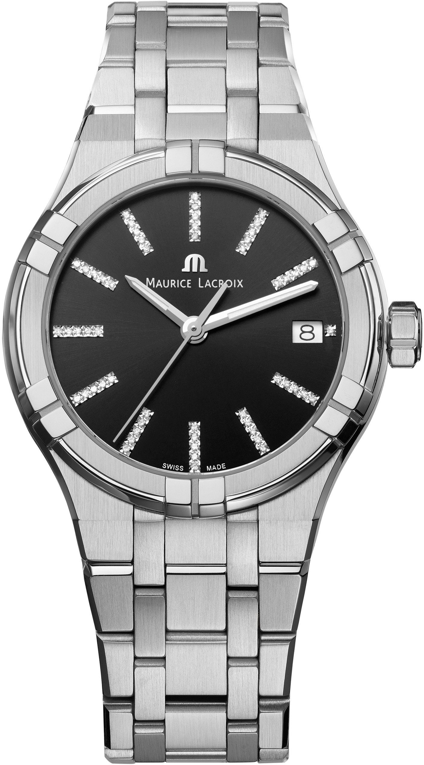 MAURICE LACROIX Schweizer Uhr Aikon Quarz, AI1106-SS002-350-1, Diamanten