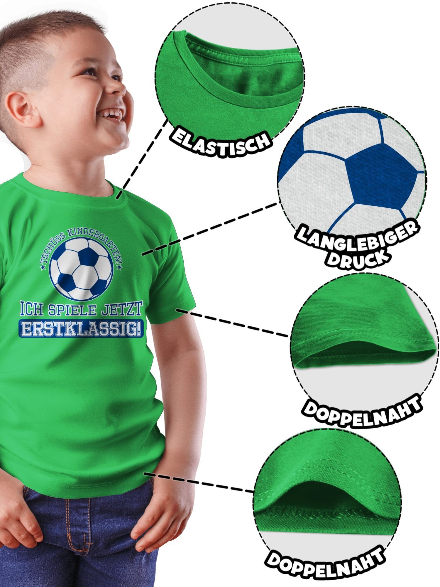 Shirtracer T-Shirt Tschüss Kindergarten spiele Einschulung jetzt erstklassig 2 ich Geschenke Schulanfang Junge Grün