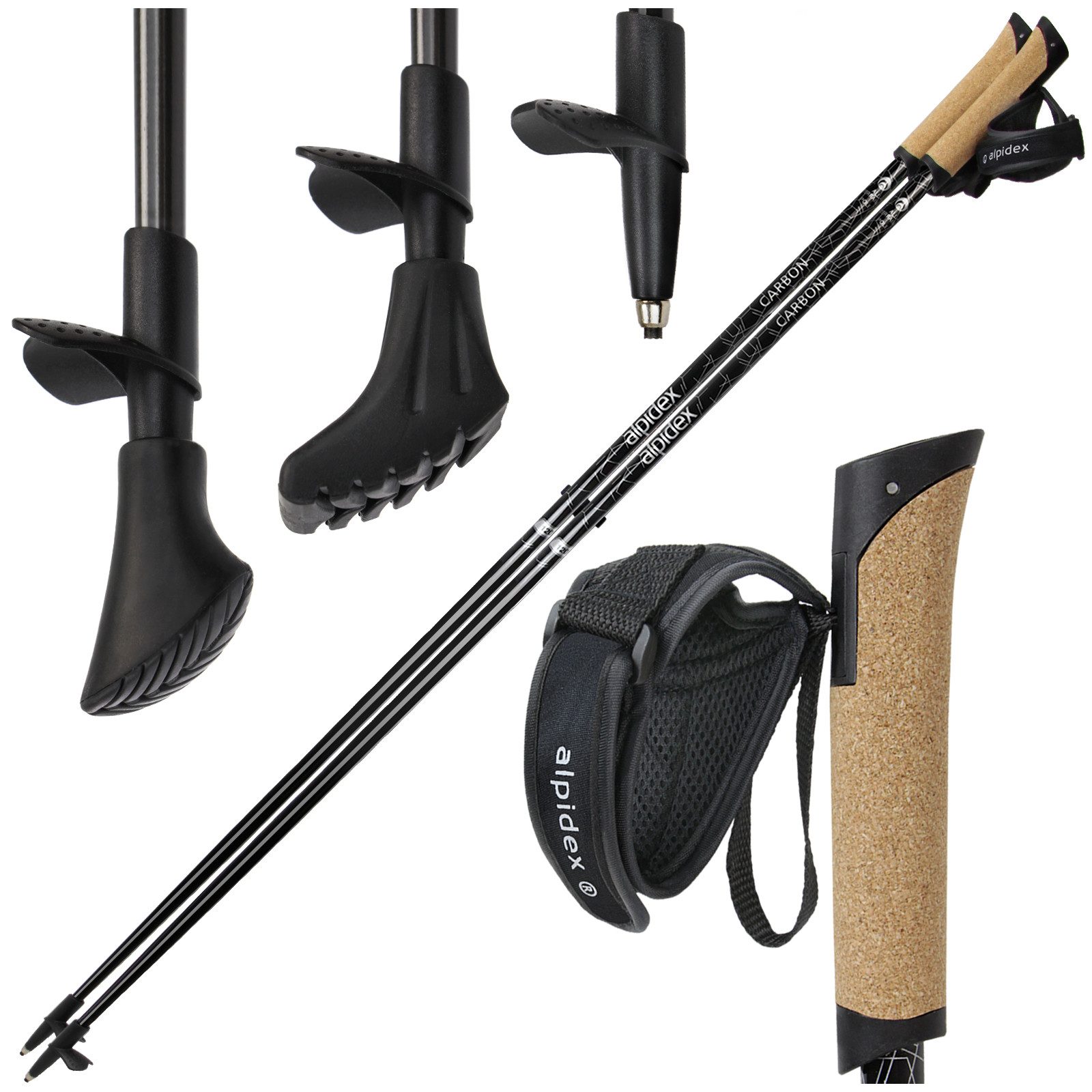 ALPIDEX Nordic-Walking-Stöcke ALPIDEX superleichter Carbon Nordic Walking Stock