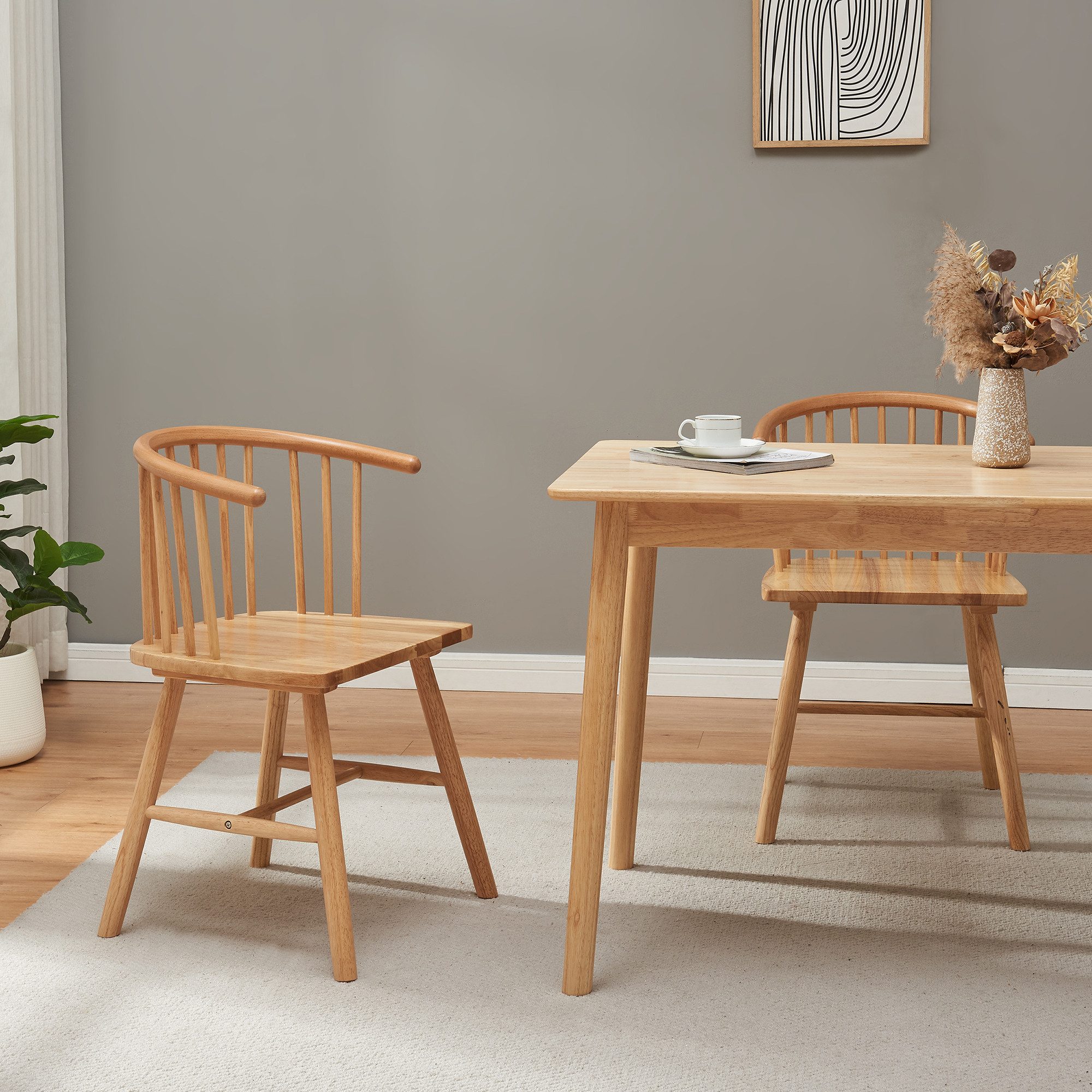 en.casa Esszimmerstuhl, »Stami« 79 x 53 x 48 cm Holz Natur günstig online kaufen