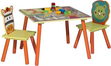 Woltu Sitzgruppe, (3-tlg), Waldtiere Tisch&Stuhlsets Kindertisch mit 2 Stühle