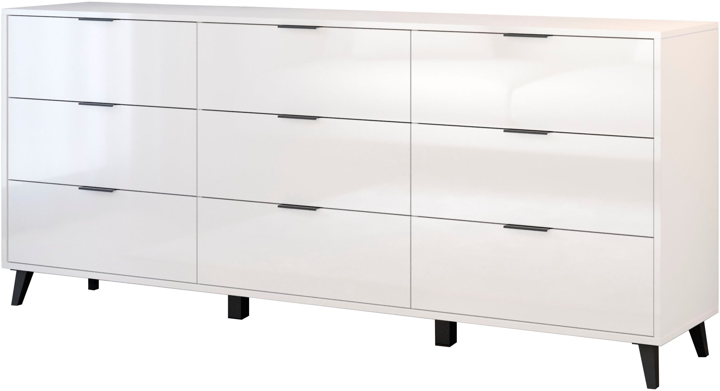 OTTO home Sideboard OSLO – Modernes Möbel mit neun praktischen Schubladen, Vollauszug, hohe Füße und Griffleisten für mehr Komfort