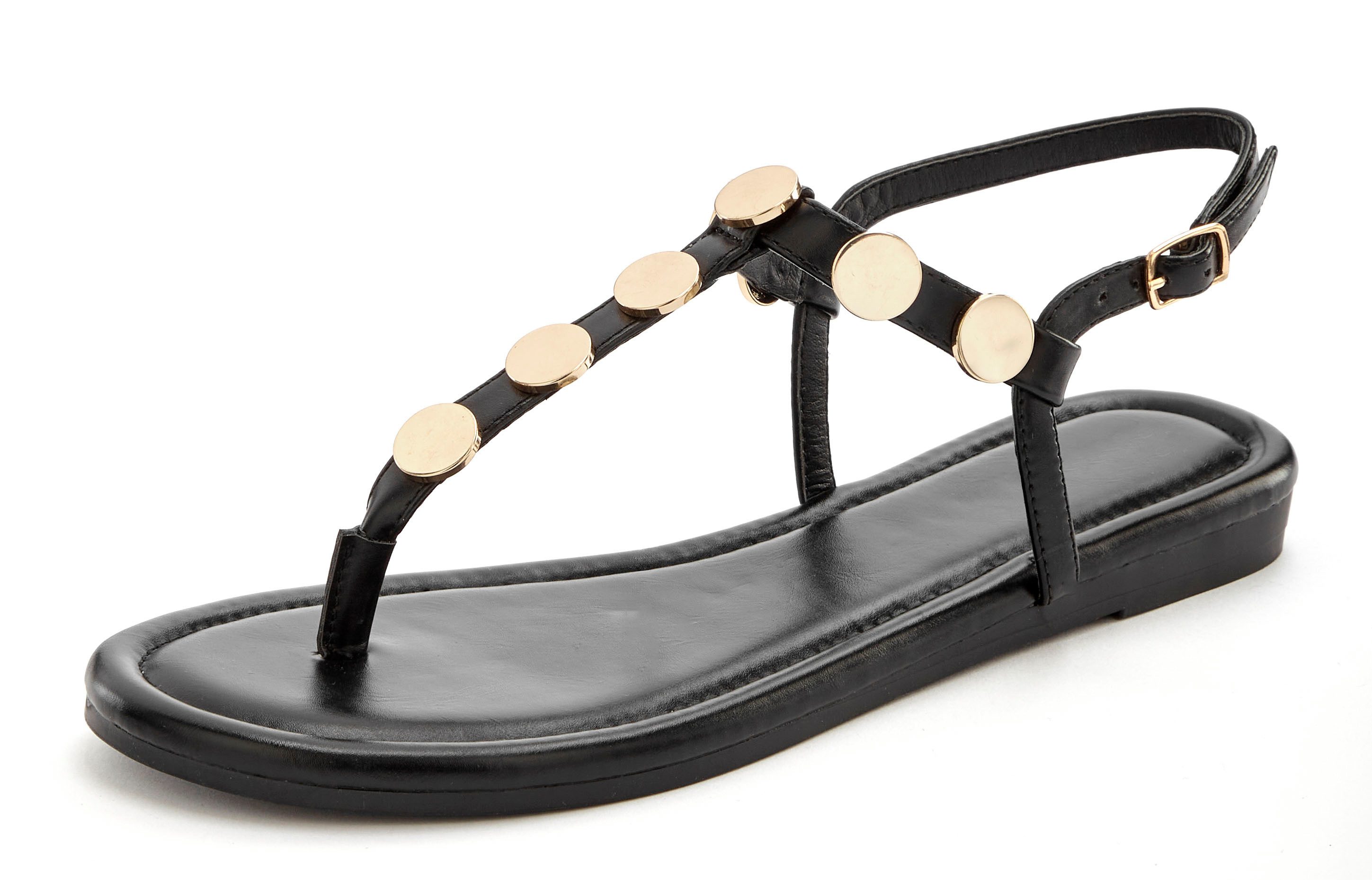 Vivance Sommerschuh Sandale, Zehentrenner mit goldfarbenen günstig online kaufen