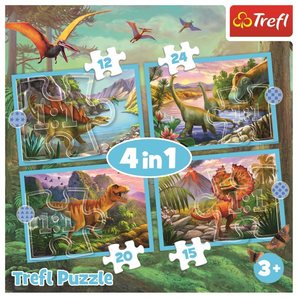 Trefl Puzzle Puzzle Einzigartige Dinosaurier 4in1 (12,15,20,24 Teile), Puzz günstig online kaufen