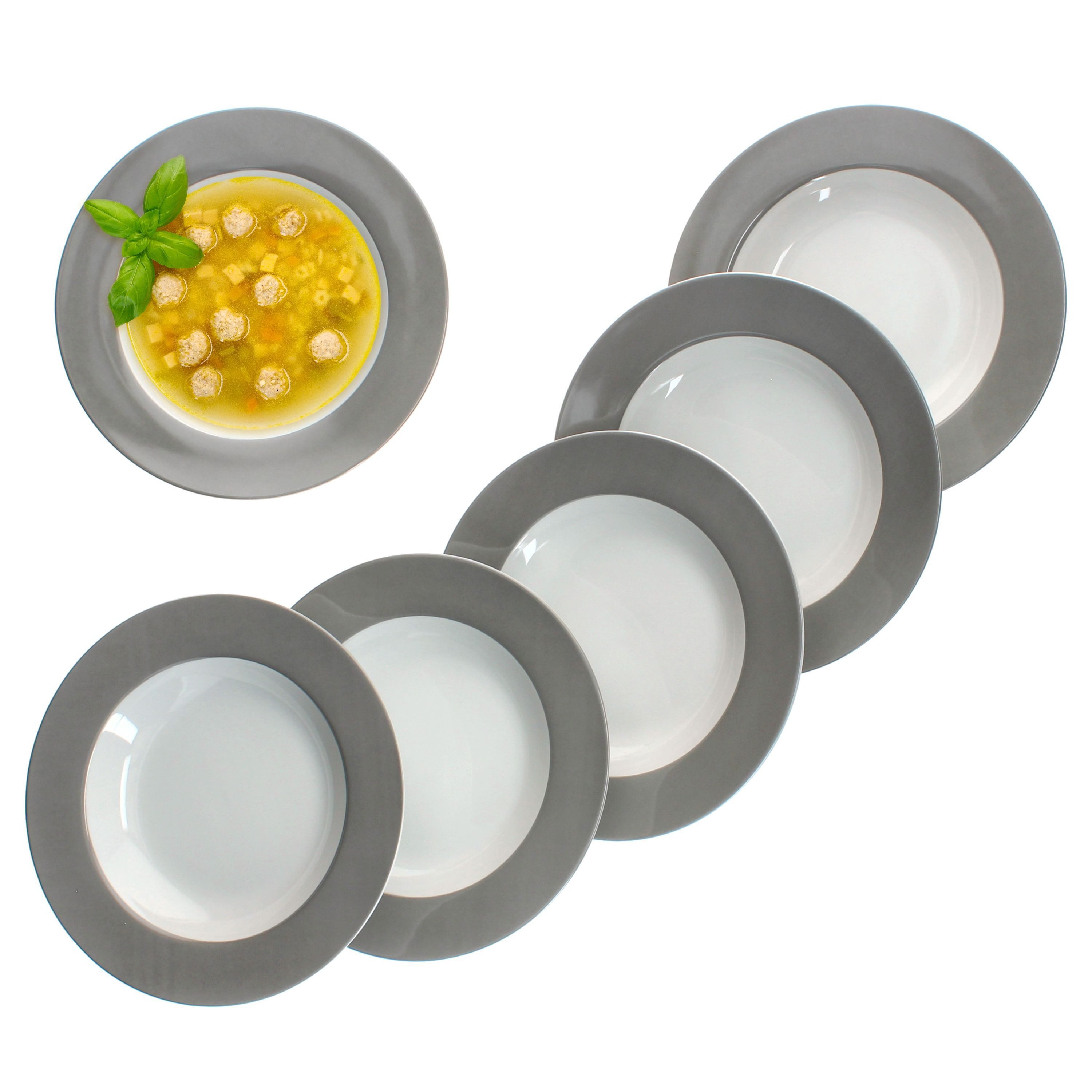 MamboCat Suppenteller MamboCat 6er Set Variant Grau Suppenteller Ø 21,5 cm