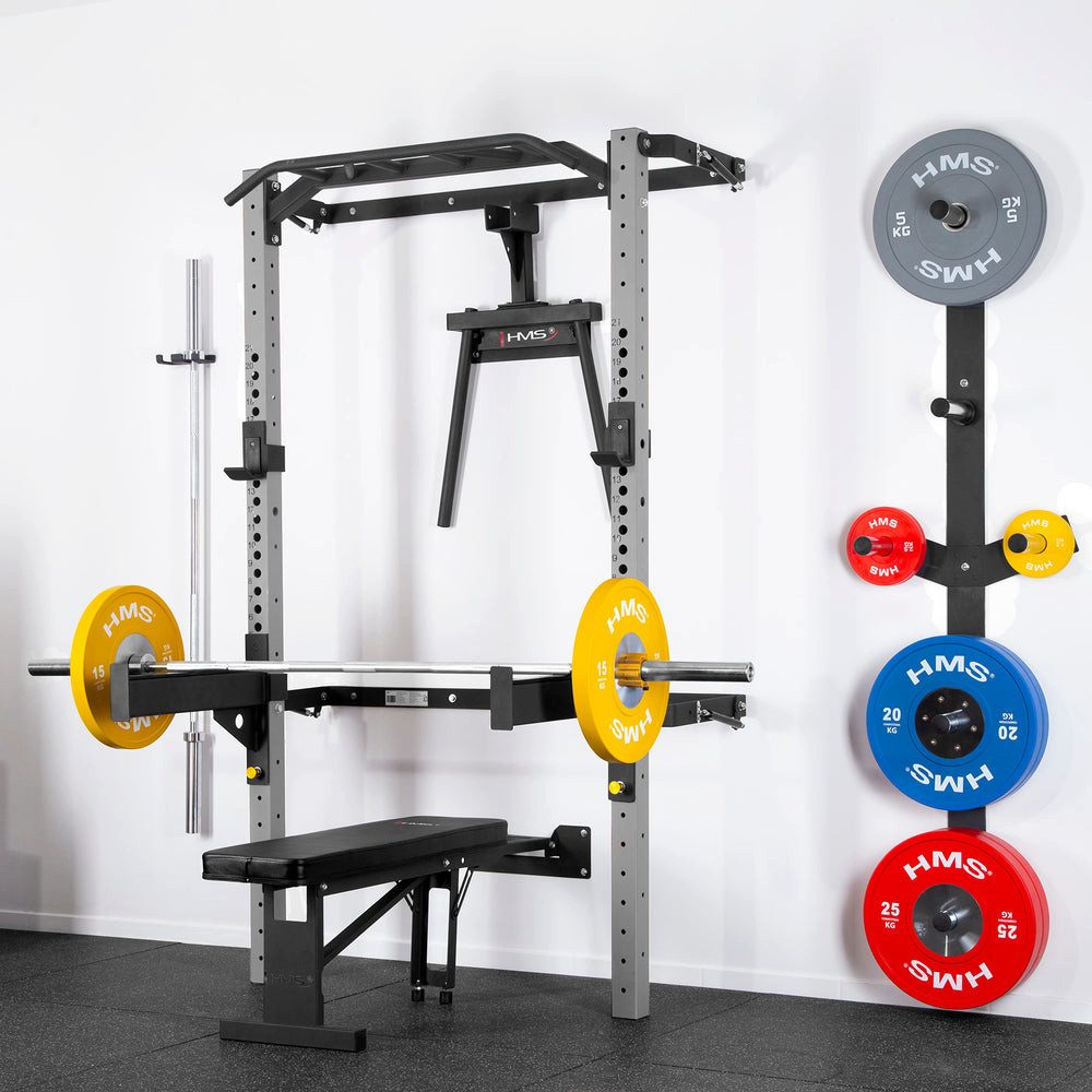 HMS Half Rack Wandrack Kraftstation Klimmzugstation, (Spar-Set, 1-tlg., 142 cm breit klappbar), wandmontiert, klappbar, multifunktional