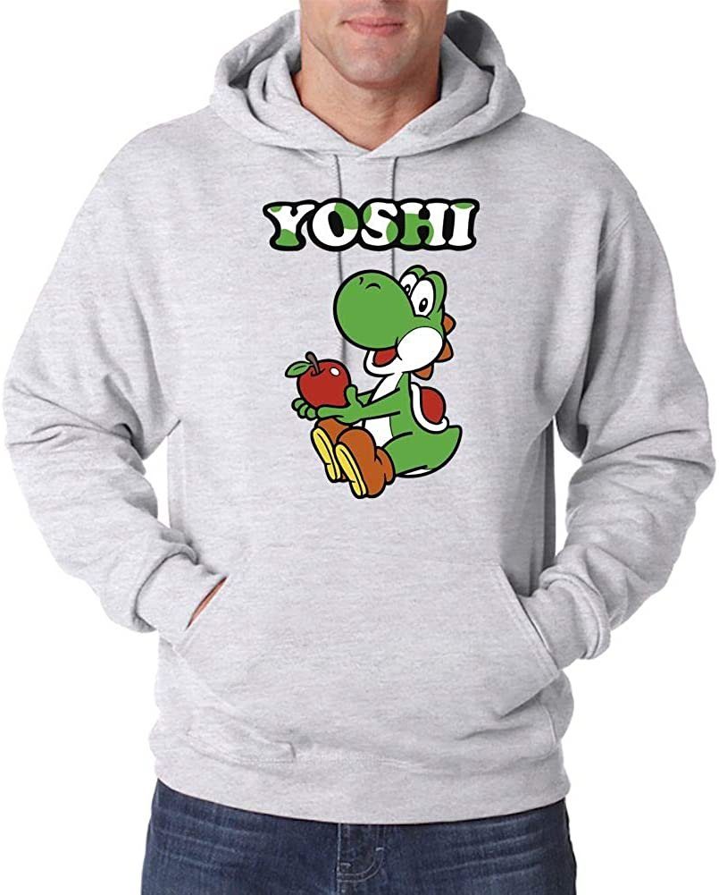 Youth Designz Kapuzenpullover Yoshi mit Apfel Herren Hoodie Pullover mit Retro Gaming Print Grau
