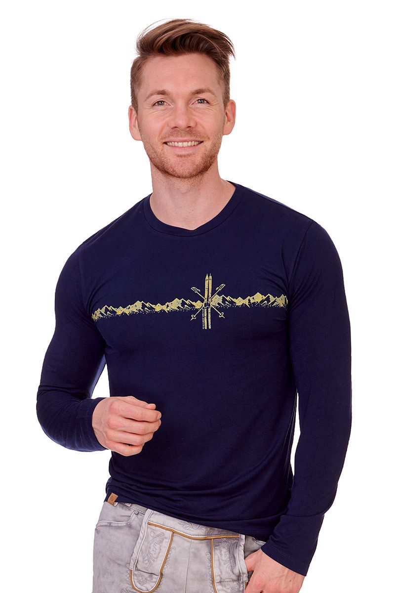 Piz Palü Strickpullover Longsleeve Herren - UNTERAMMERGAU - dunkelblau, oliv