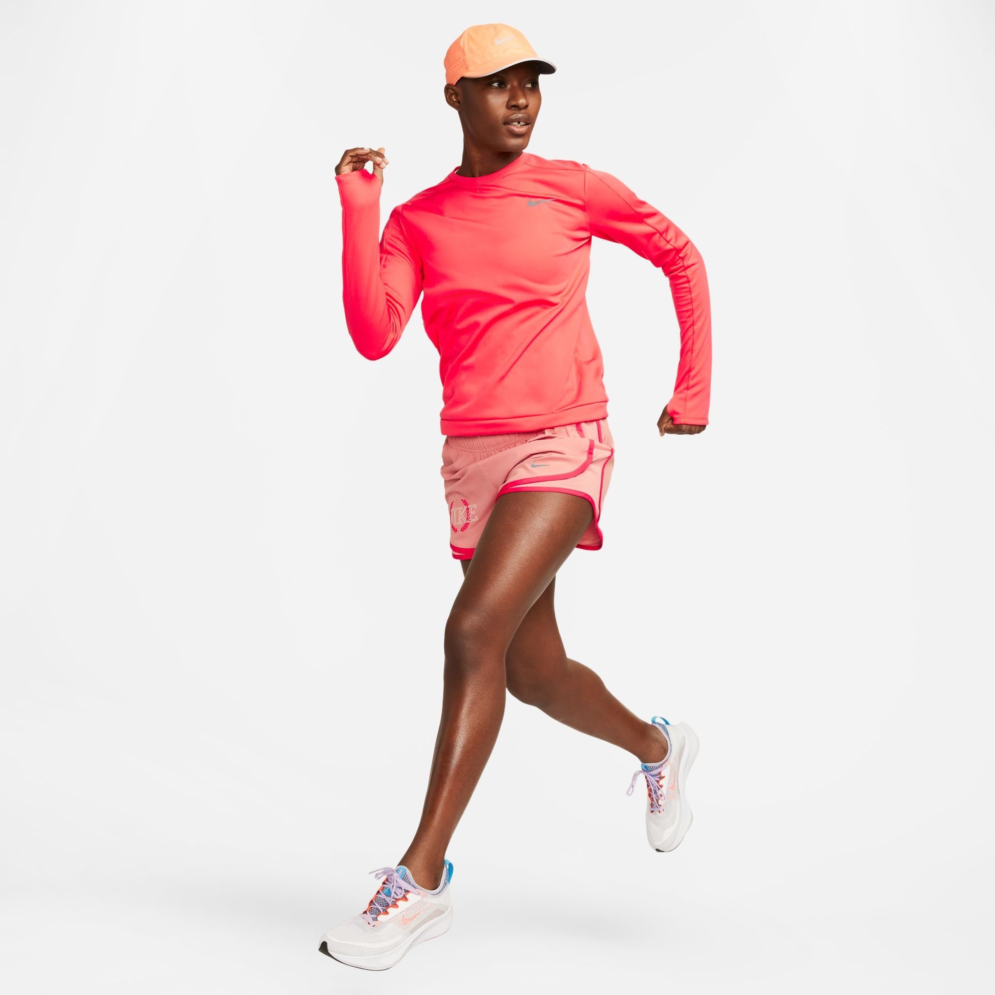 Nike Laufshirt DRI-FIT CREW-NECK RUNNING SILV EMBER GLOW/REFLECTIVE TOP WOMEN'S