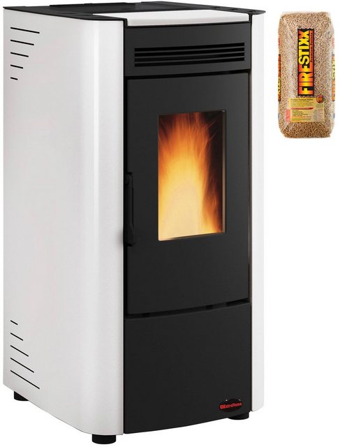 Extraflame Pelletofen KETTY Stahl, 2,4 - 6,5 kW, Raumheizvermögen: 156 m³, weiß