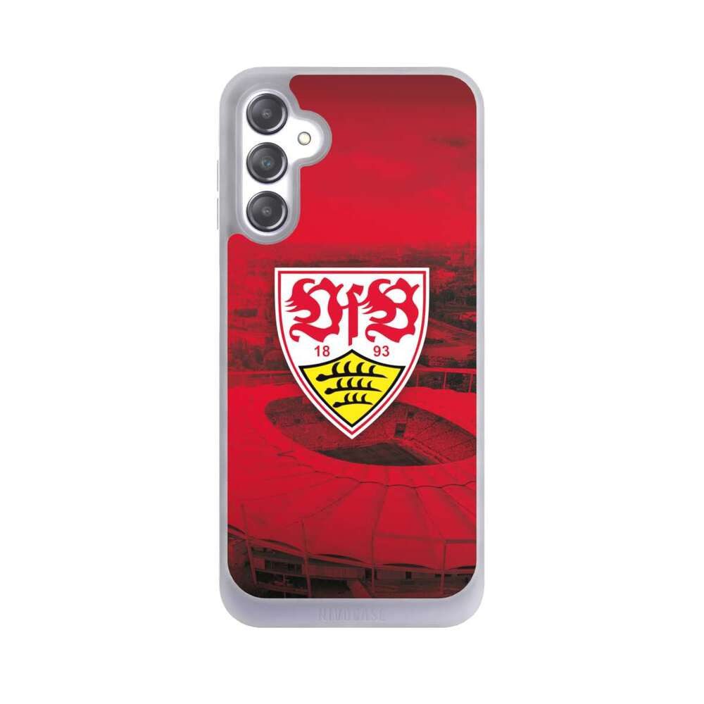 NIVOCASE Handyhülle VfB Stuttgart Stadion Offizielles Lizenzprodukt VfB Stadion Rot, Samsung Galaxy A14 5G Handyhülle Hülle NIVOpure Case Frozen