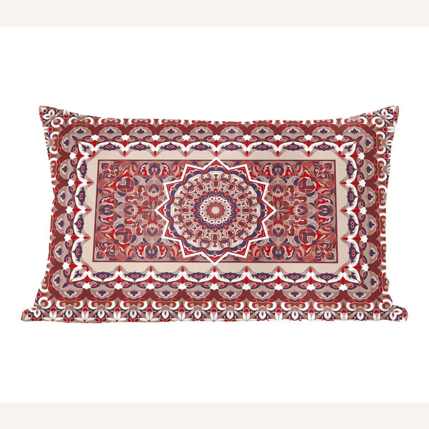 Dekoration, Mandala mit Zierkissen, Rot, - Schlafzimmer Dekokissen Dekokissen - Teppiche Wohzimmer Persische MuchoWow Teppiche Füllung, -