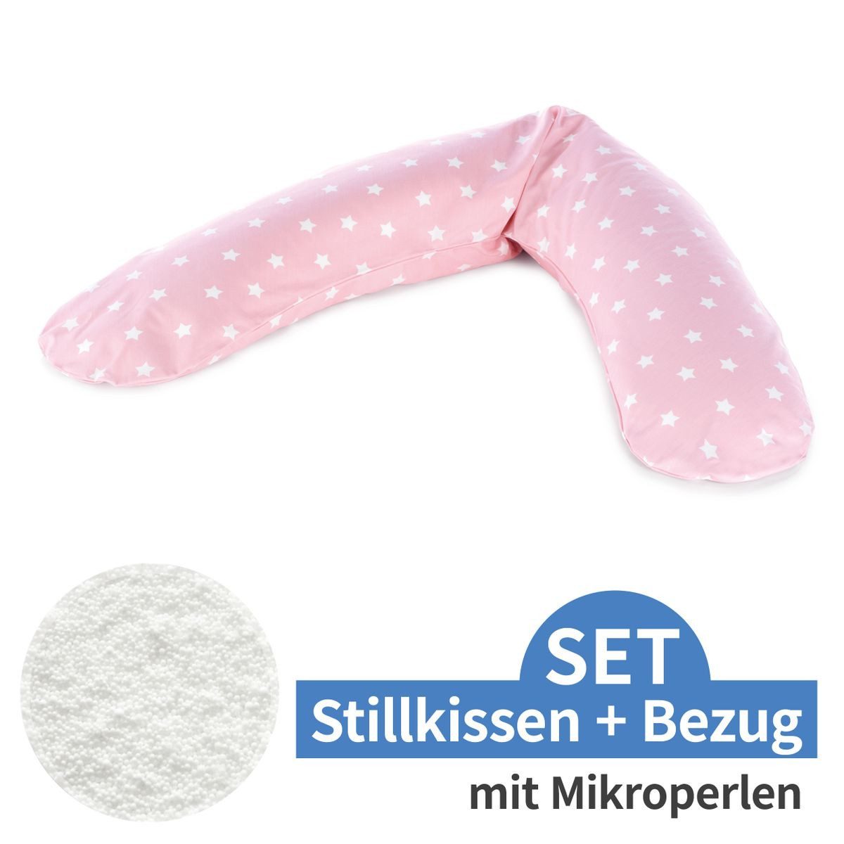 Theraline Stillkissen Das Komfort - Big Stars - Rosa, 2-tlg., Lagerungskissen Schwangerschaftskissen inkl. Bezug (Baumwolle) 180 cm