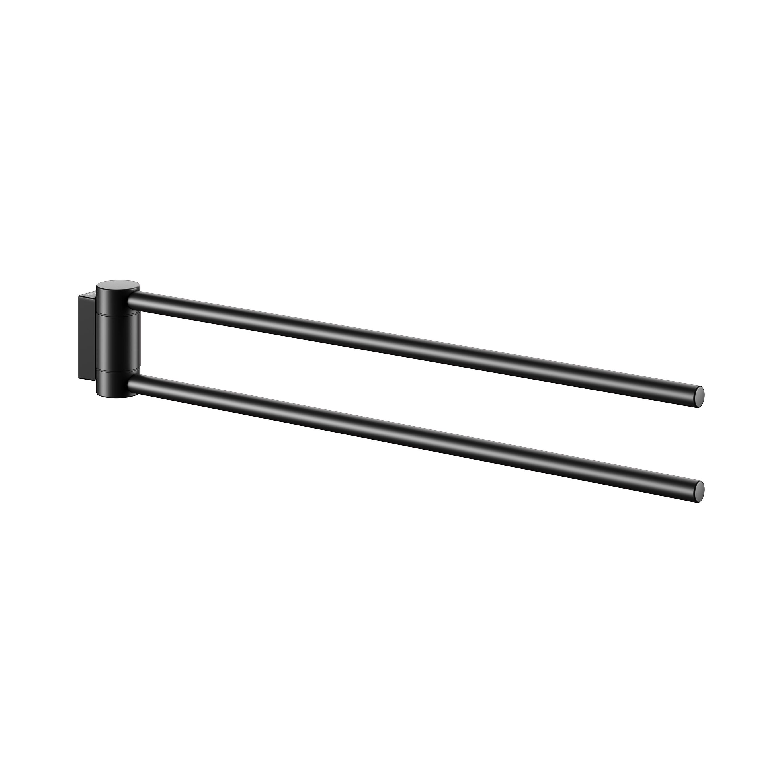 Keuco Handtuchstange Plan zweiarmig, schwenkbar, 44 cm, Metall schwarz matt, Made in Germany, Wandmontage