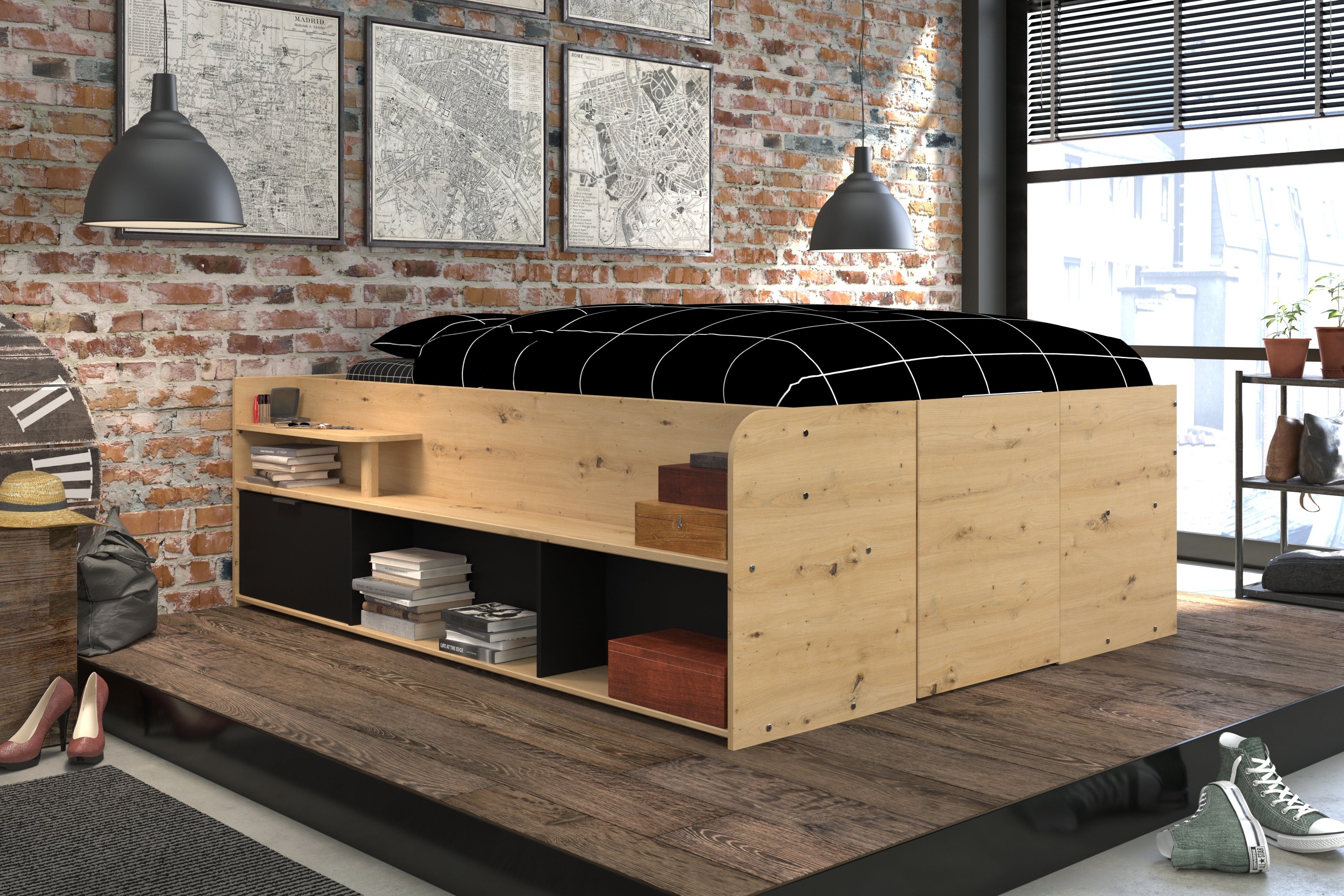 Parisot Kinderbett Travel (Komplettpaket mit metallklapplattenrost, 2-tlg., Klappbarer lattenrost), Klappbar, Tür mit magnet