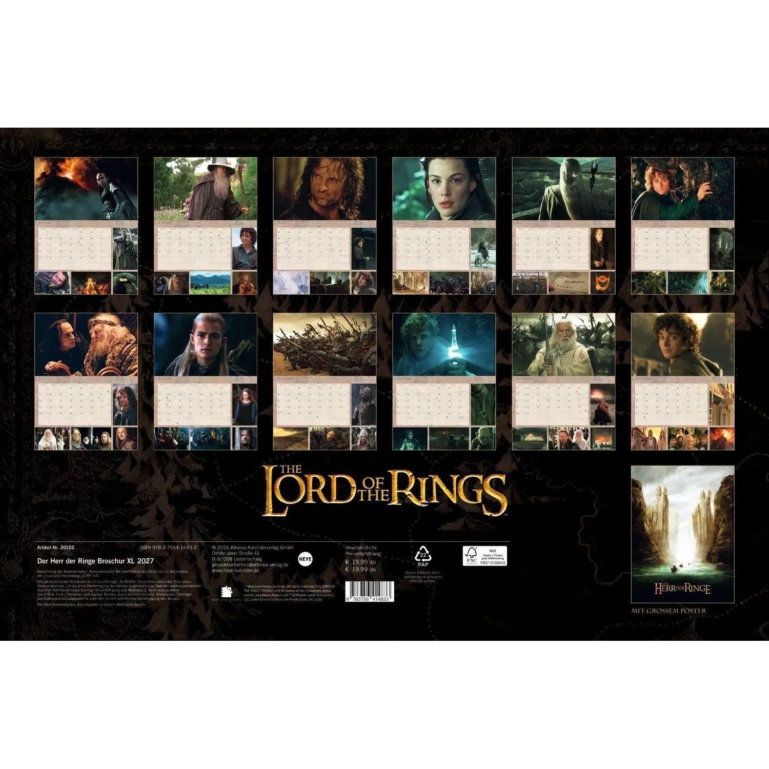 HEYE Wandkalender Der Herr der Ringe Broschur XL Kalender 2027 – Bild 2 von 5