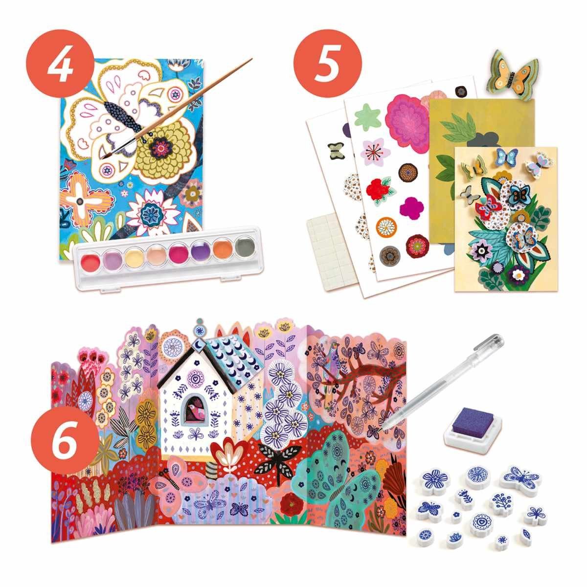 Blumengarten 6 Kreativset Kinder Multi-Activity Kit für Aktivitäten DJECO mit