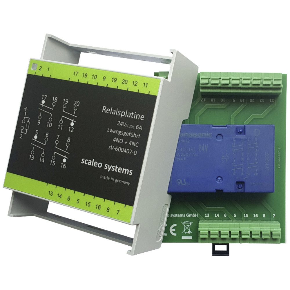 scaleo systems Relais-Modul scaleo systems Sicherheitsrelais mit Verpolschutzdiode, mit LED, mit G, (Typ 24V 4-fach)