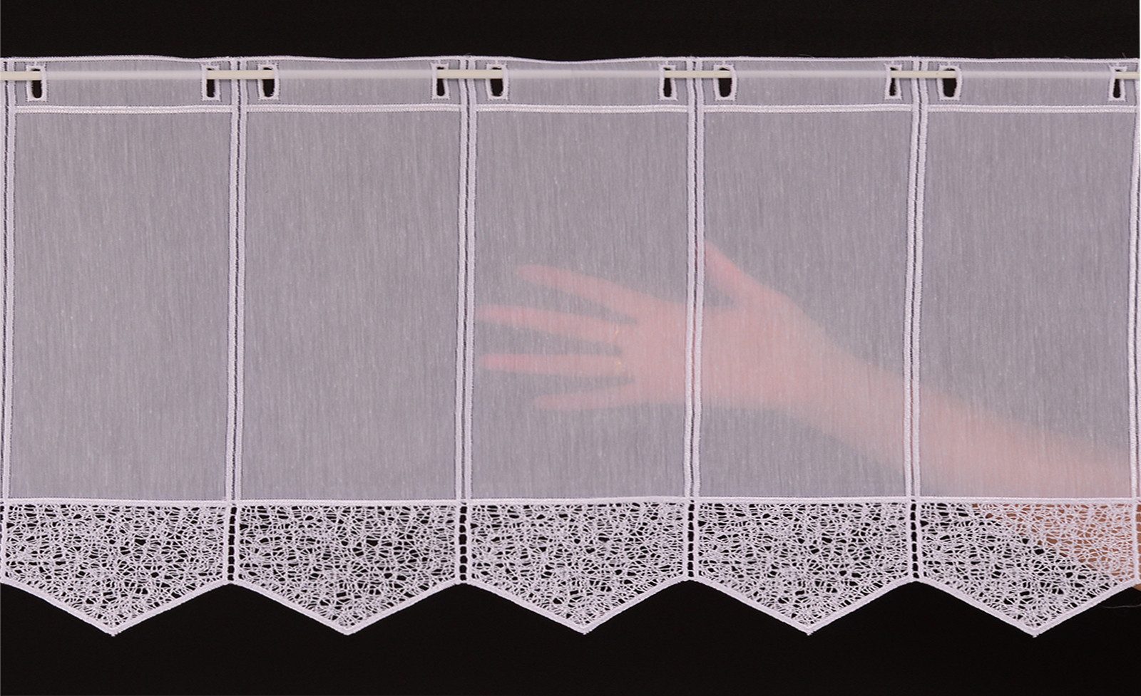 Gardinen Kranzusch Scheibengardine mit Stickerei Spinnwebenoptik, Stangendu günstig online kaufen