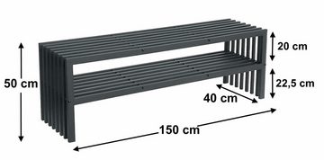 DanDiBo Gartenbank Gartenbank Metall 3 Sitzer Schwarz 150 cm mit 2 Ebenen Sitzbank