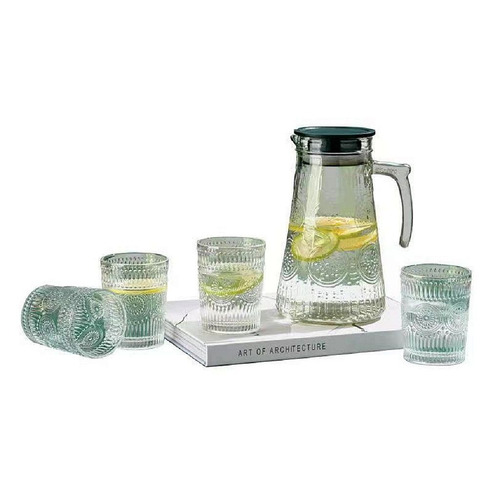 Wasserkaraffe Karaffe mit 4 Gläser 250ml Wasser Cognac Whisky-Gläser G04