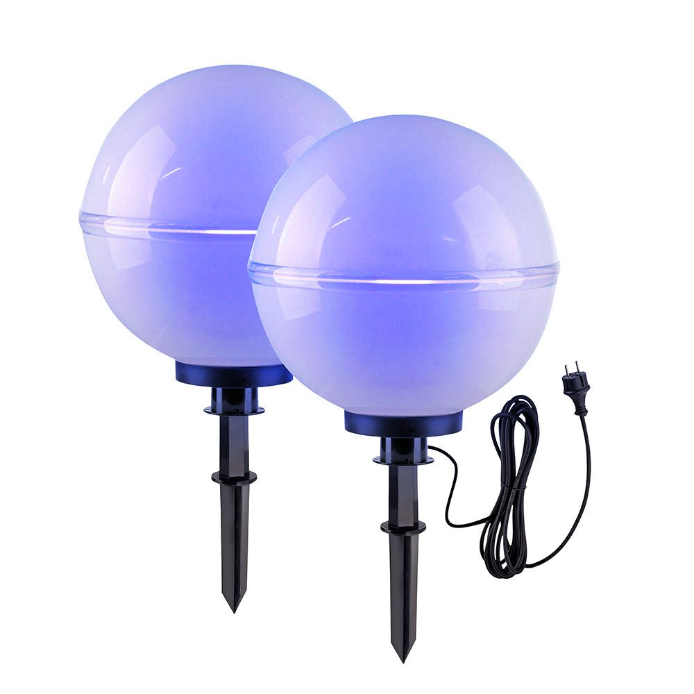 JUST LIGHT LED Kugelleuchte, Leuchtmittel inklusive, Warmweiß, Farbwechsel, Gartenlampe Außenleuchte Kugellampe dimmbar Fernbedienung LED RGB 2x