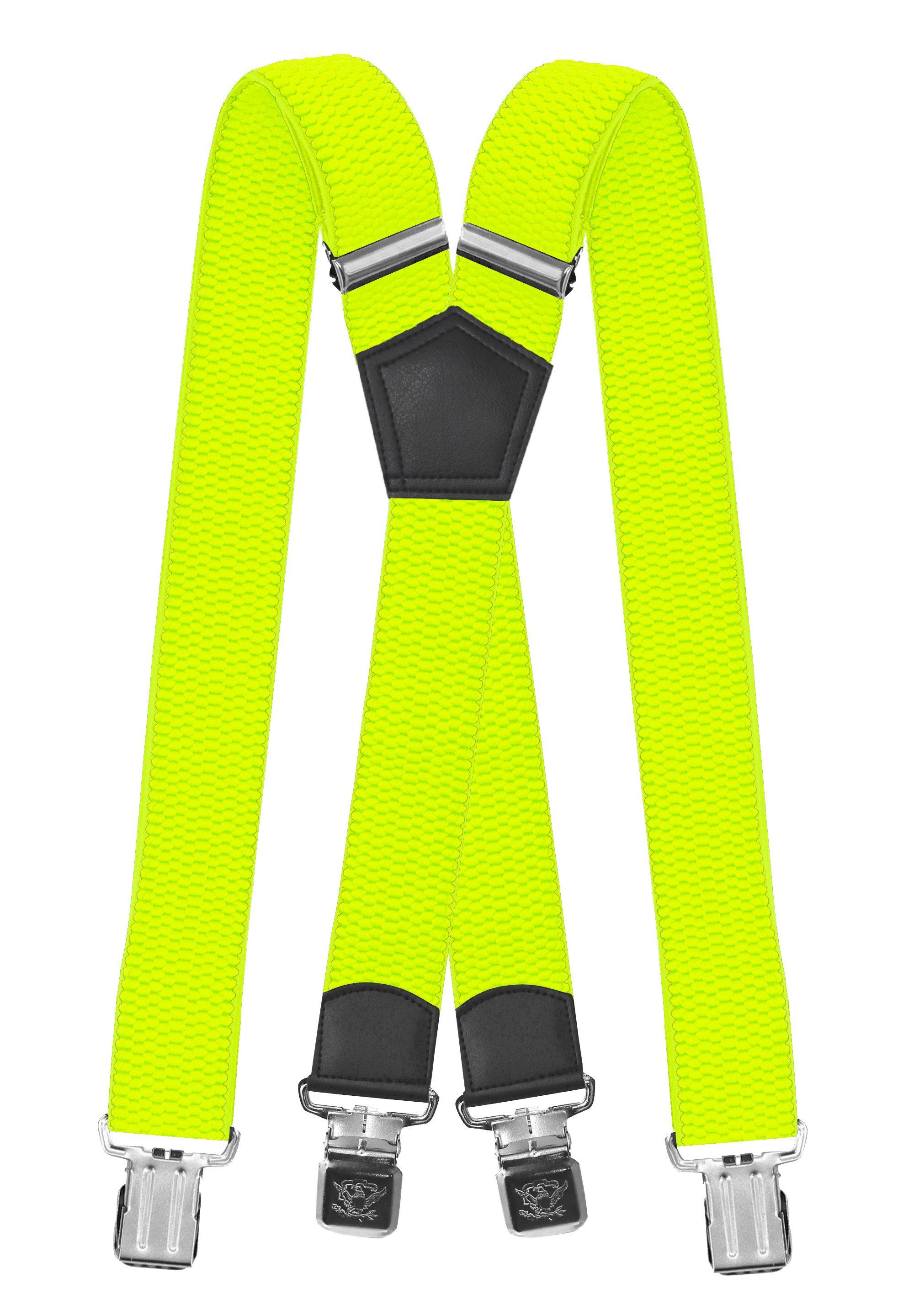 Fabio Farini Hosenträger 4cm Breites X-Design verstellbar mit extra starken Clipverschluss, Neongelb