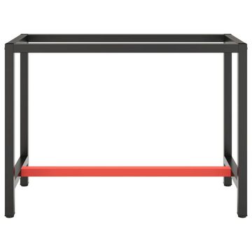 vidaXL Tischbein Werkbankgestell Mattschwarz und Mattrot 110x50x79 cm Metall