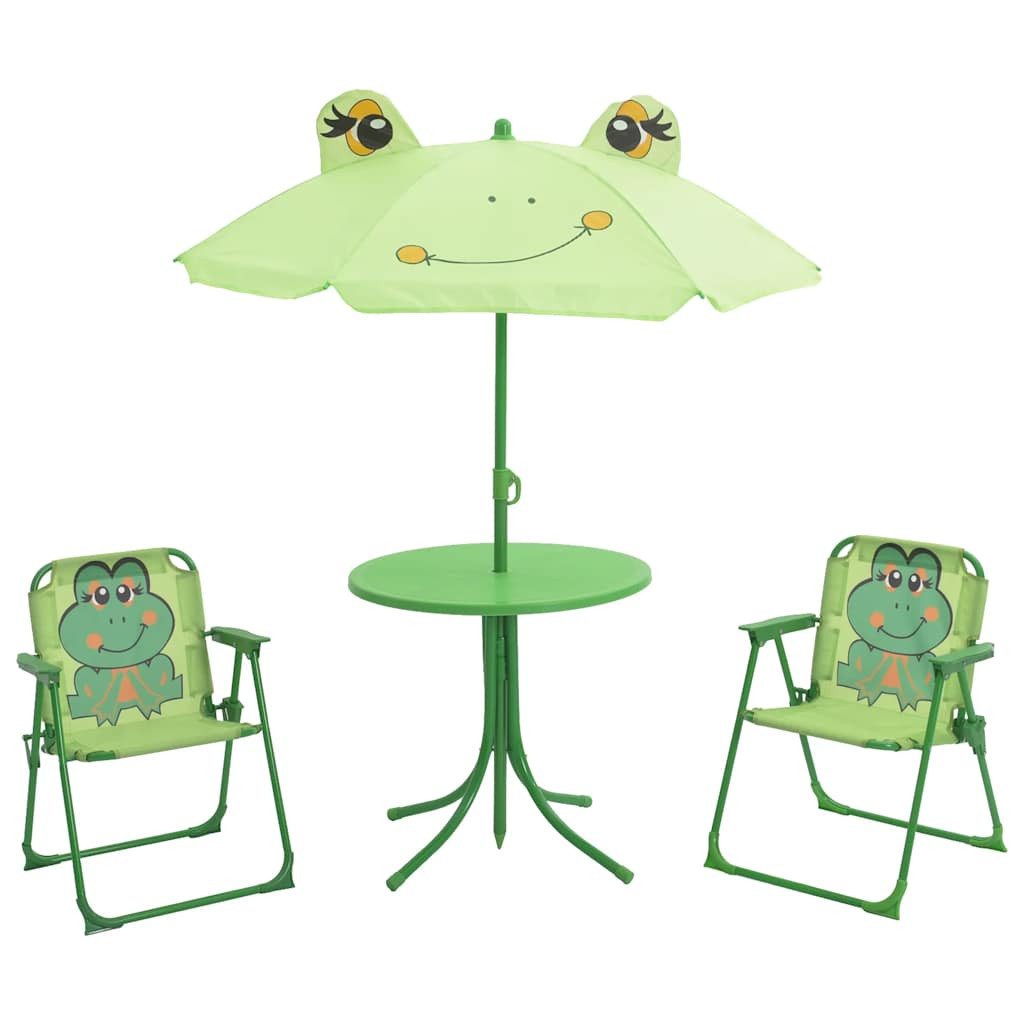vidaXL Gartenlounge-Set 3-tlg. Garten-Bistro-Set für Kinder mit Sonnenschirm Grün, (3-tlg)