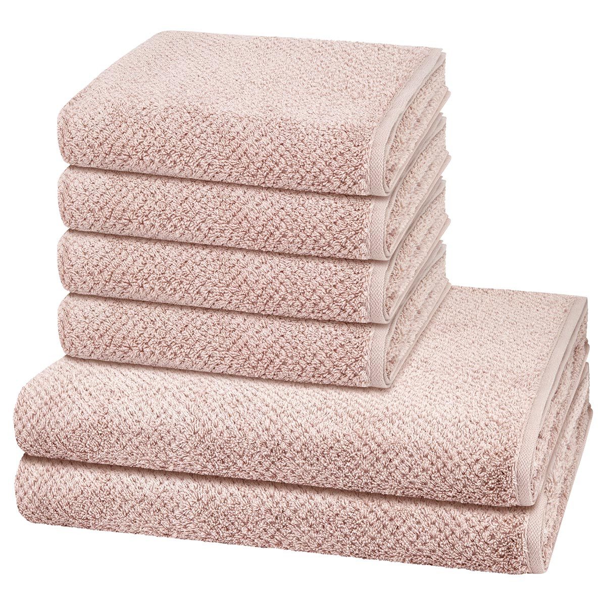 Cawö Handtuch Set Pure, Walkfrottee (Spar-Set, 6-St), 4 X Handtuch 2 X Duschtuch im Set - Baumwolle - Saugstark