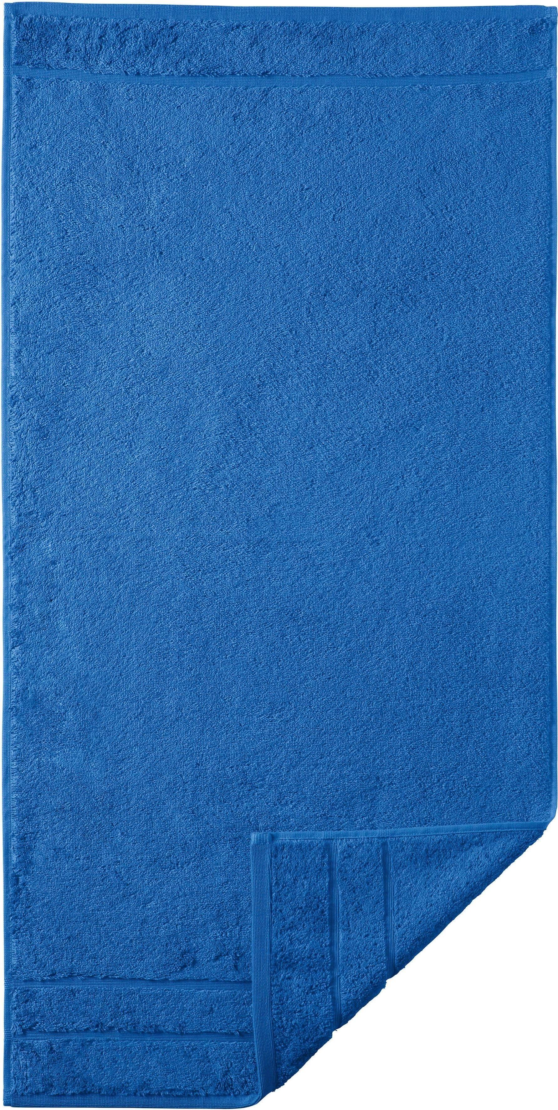 kobaltblau mit Walkfrottee Egeria Uni Programm SUPIMA (1-St), Streifenbordüre, Baumwolle Prestige, Handtücher