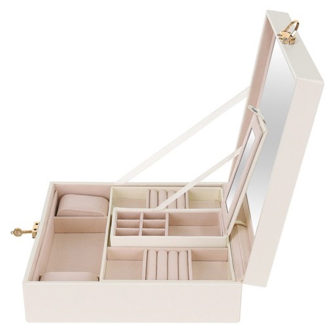 Beautylushh Schmuckkasten Schmucketui Schmuckschatulle Eleganz Funktionalität Schmuckliebhaber (Schmuckkasten Schatulle Set mit Spiegel, Hochwertiger Schmuckkasten vielseitigem Design sicherem Verschluss), Edles Design mit kippbarem Spiegel, sicherem Schloss