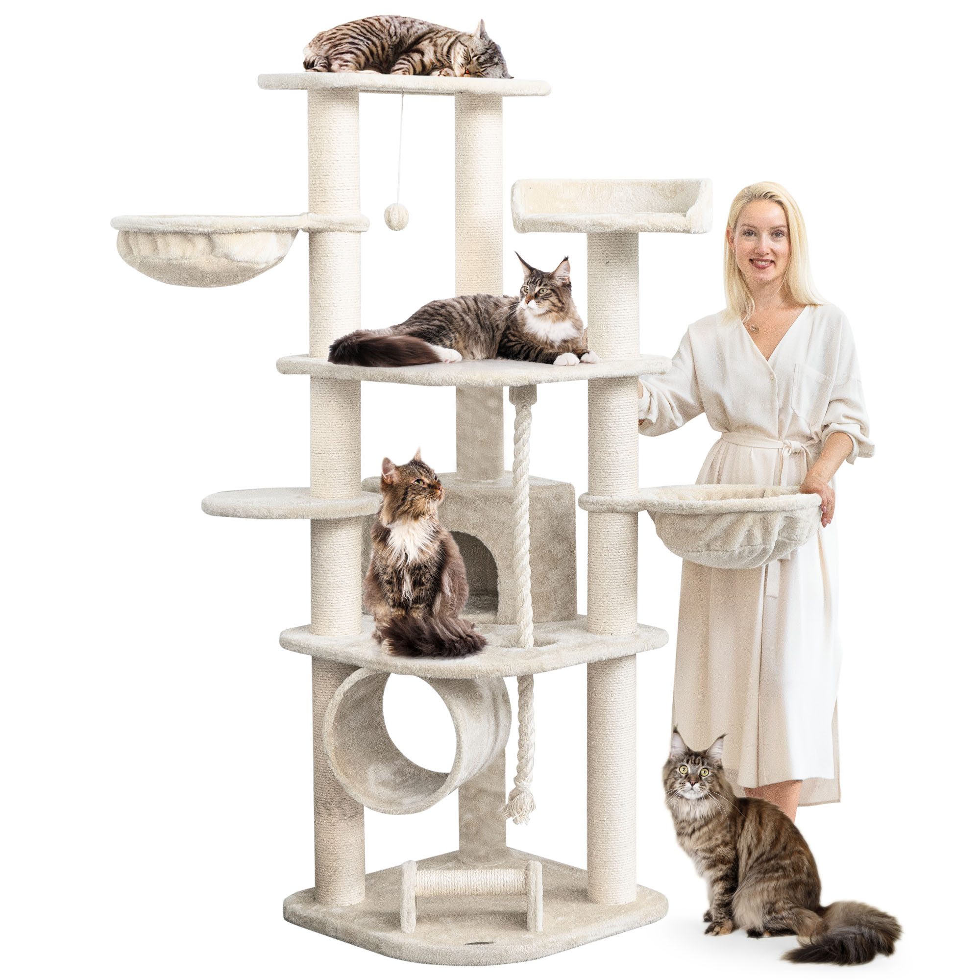 Happypet Kratzbaum PARKER, Gesamthöhe ca. 171 cm, Haus: 30 x 32 x 32 cm von Happypet