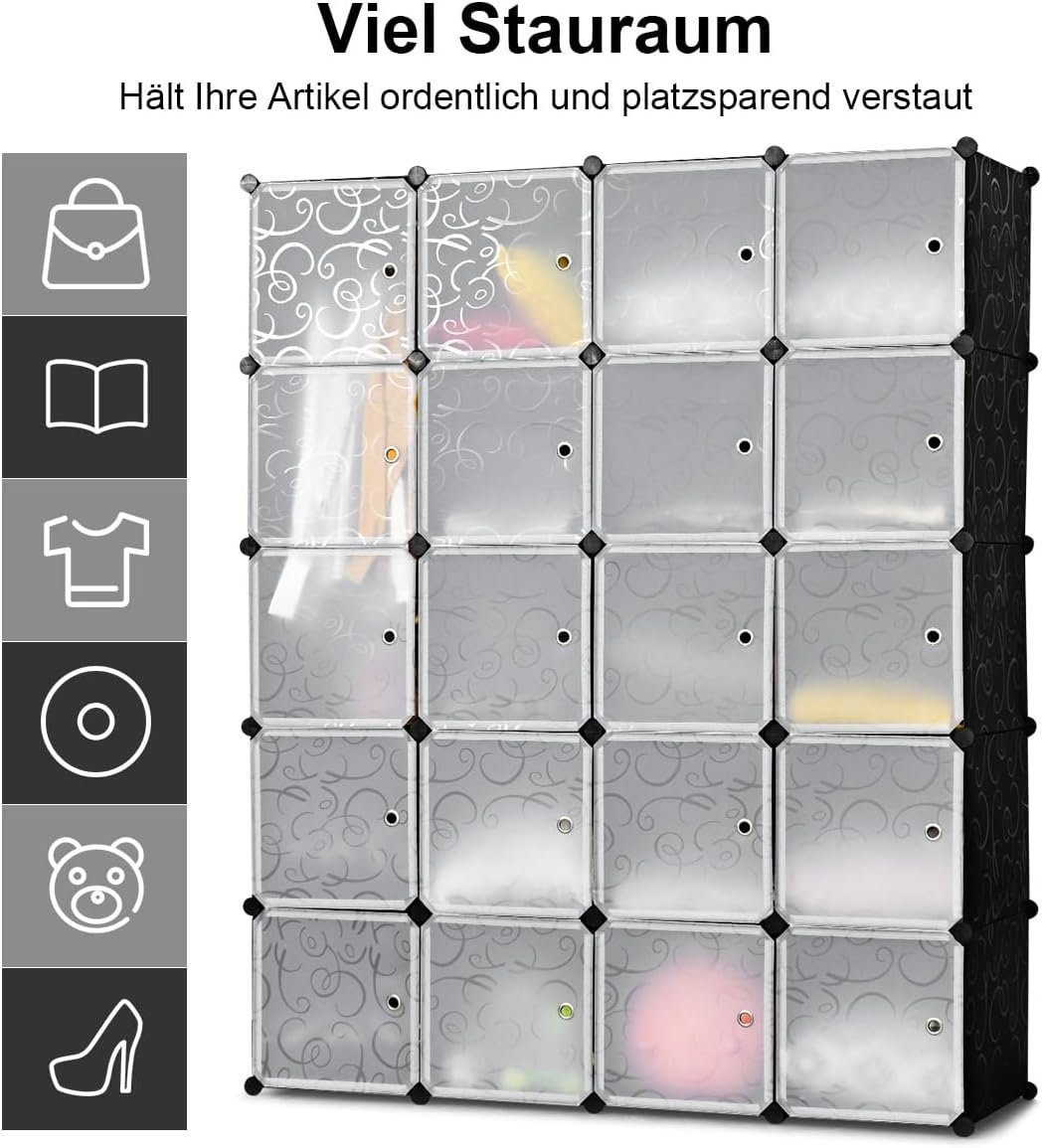 KOMFOTTEU Steckregal 20 Würfelregal, stapelbar aus Kunststoff, 35x35 cm – Bild 3 von 5