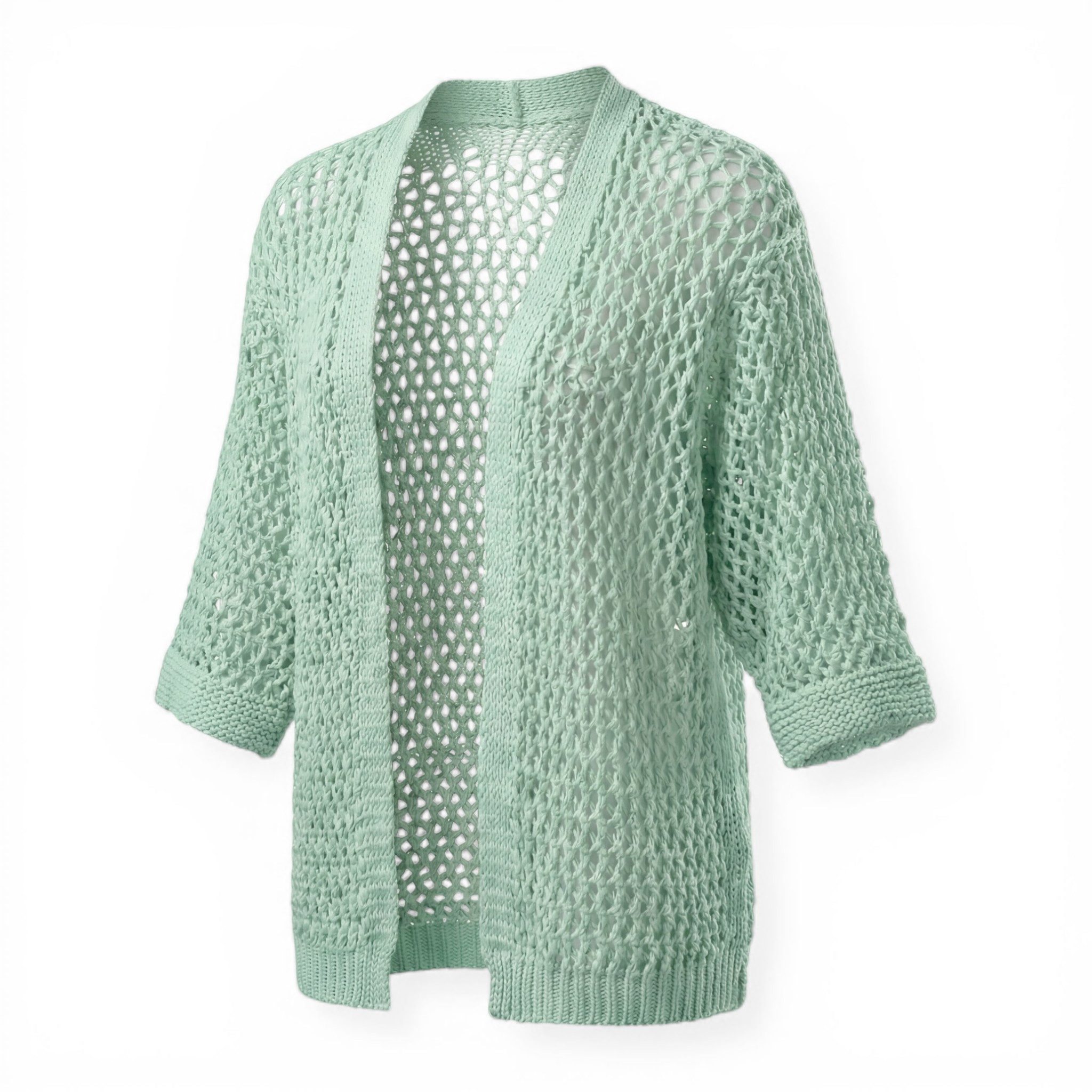 OriginalYou Cardigan Damen Strickjacke Häkelmuster luftiger Sommer Cardigan modernes Loch-Strick-Muster, One Size 40-44