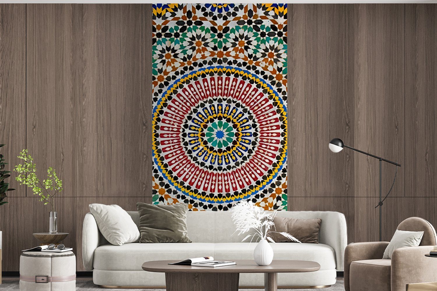 eines Vliestapete von St), Fototapete MuchoWow marokkanischen Matt, oben, für bedruckt, Küche, Wohnzimmer Schlafzimmer Ansicht Fototapete (2 Mosaiks