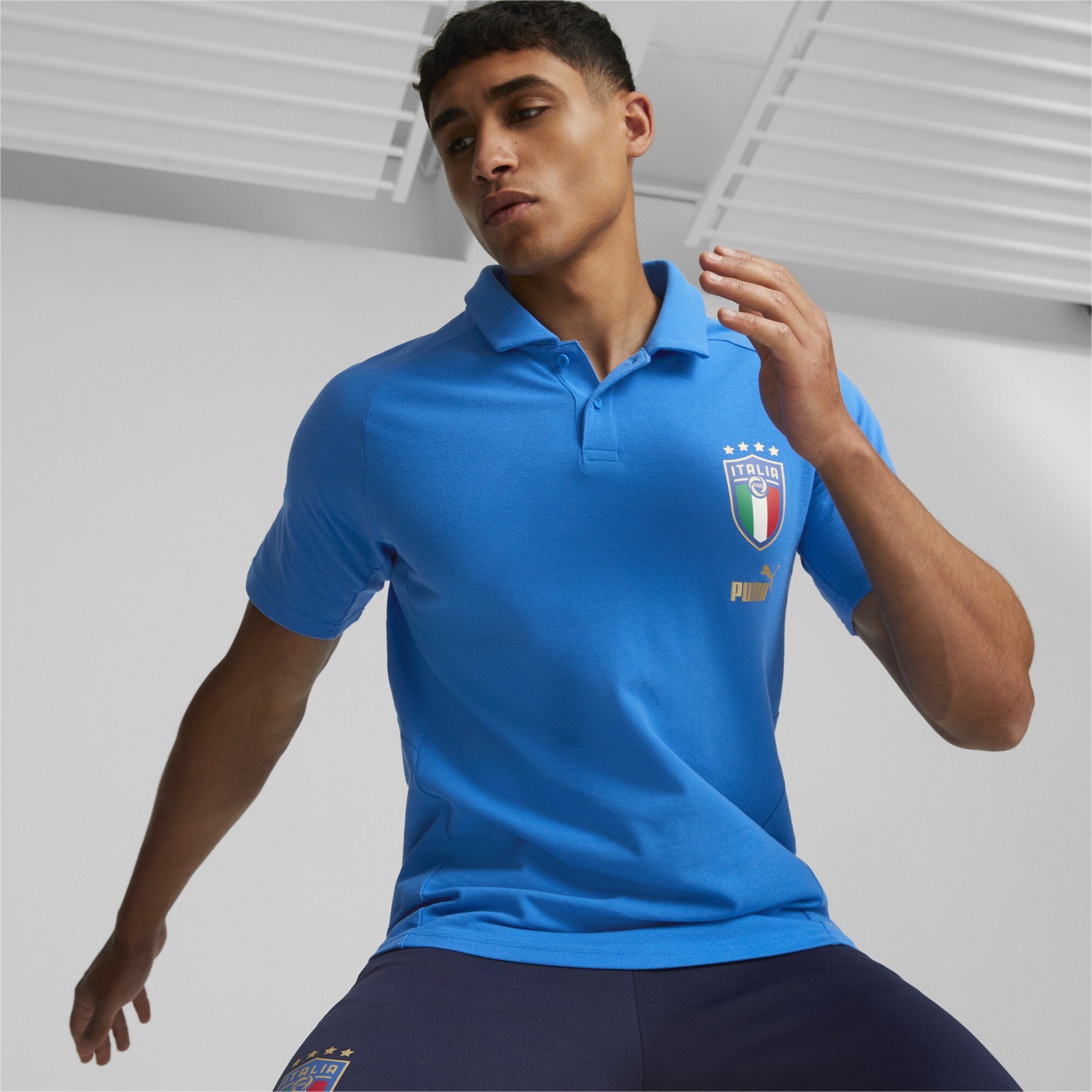 Herren Poloshirts PUMA Poloshirt Italien Fußball Casuals Player Poloshirt Herren Regular