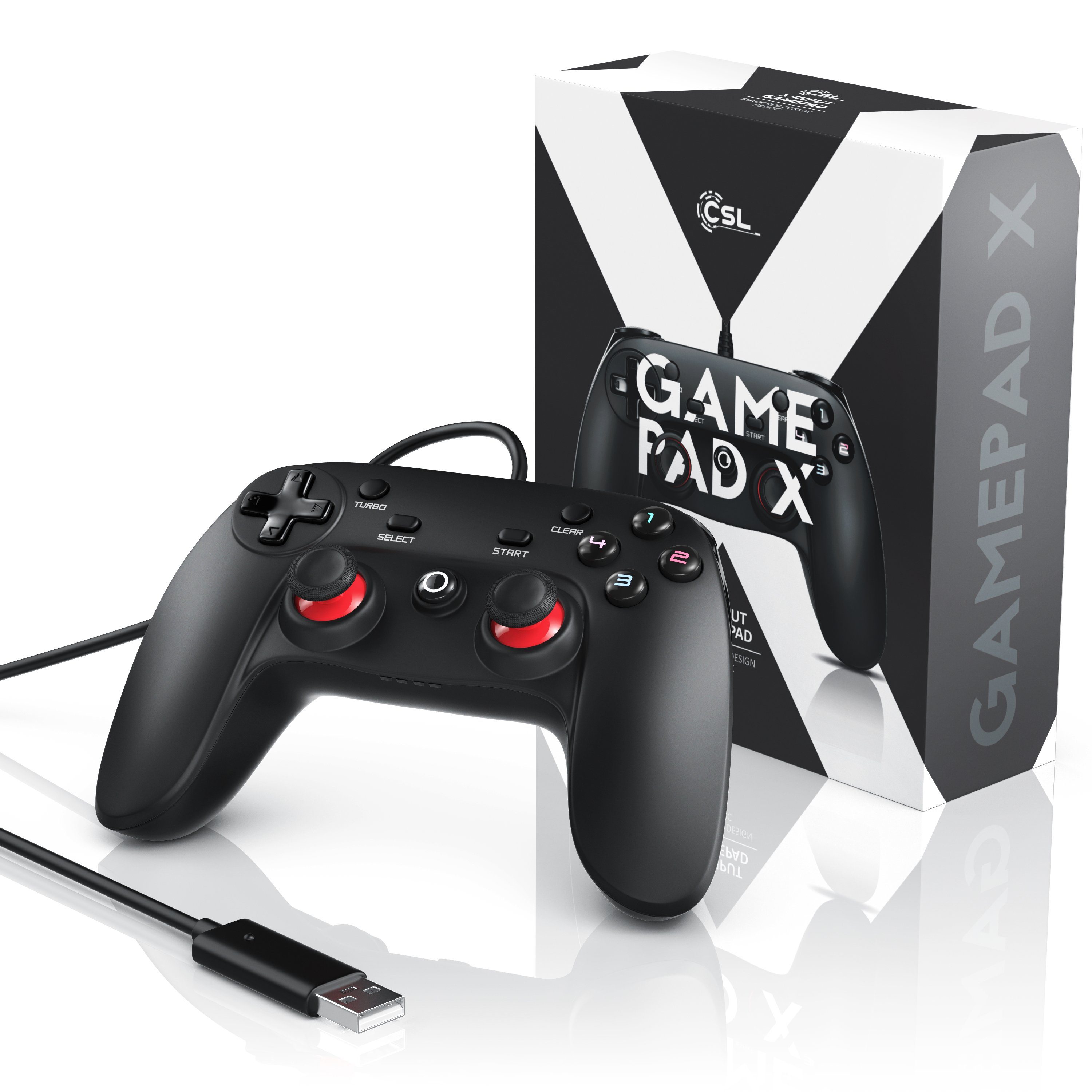 X-Input) (1 Funktion, & Vibration, Turbo St., CSL PC Gamepad, Direct Dual & Gaming-Controller PS3
