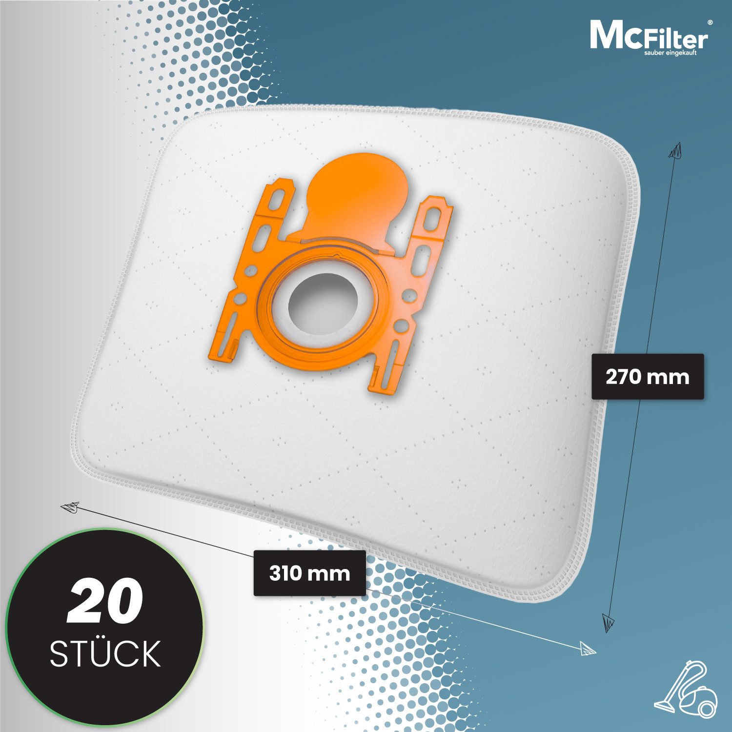 McFilter Staubsaugerbeutel + Motorschutzfilter SPARSET, passend für Siemens VSQ5X1230 Q5.0 Extreme Silence Power Staubsauger, 22 St., 5-lagiger Beutel mit Hygieneverschluss + Motorschutzfilter