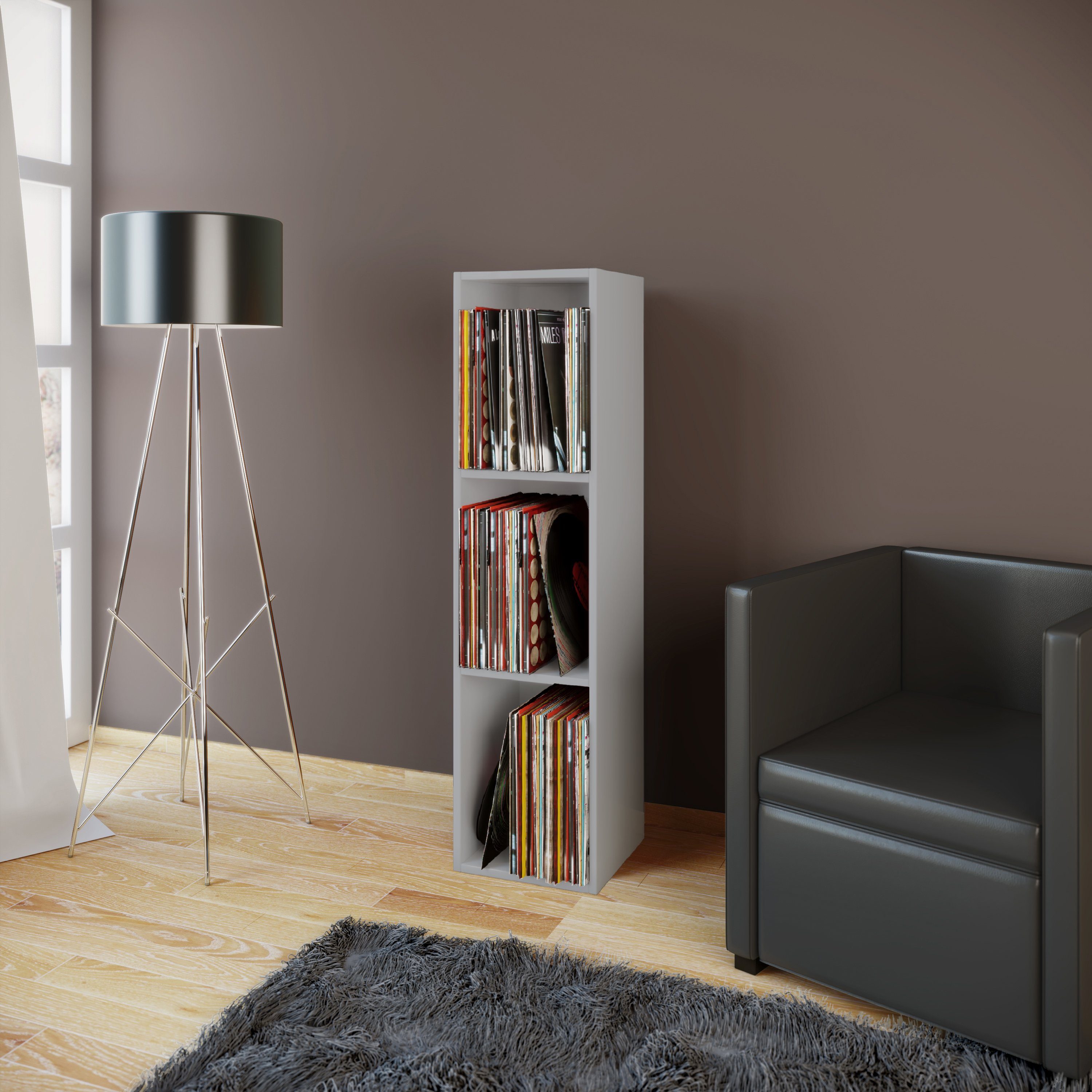 VCM Standregal Platto B. 34 x T. 30 x H. 107 cm, Holz Schallplatten Regal, BluRay Aufbewahrung, 3 Fächer, Holzwerkstoff – Bild 4 von 5