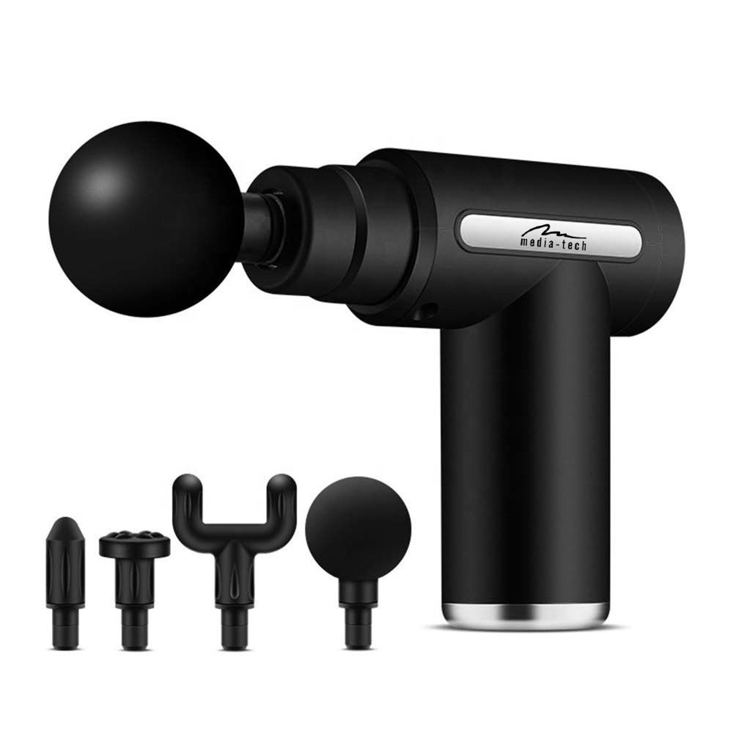 MEDIA-TECH Massagegerät MT6521 Massagepistole 4 Aufsätze, 4 Massageköpfe, 6 Massage-Geschwindigkeiten