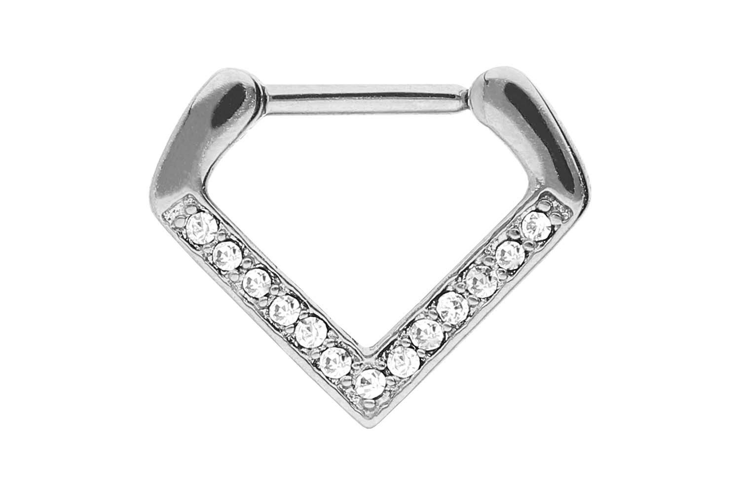 PIERCINGLINE Nasenpiercing Chirurgenstahl Clicker KRISTALLE + V-Form Ohrpie günstig online kaufen