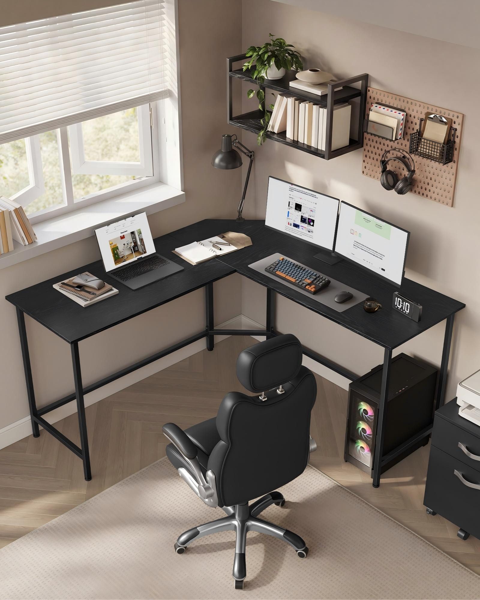VASAGLE Schreibtisch L-förmiger Computertisch, Eckschreibtisch, Gaming, Homeoffice, 140 x 140 x 76 cm, platzsparender Bürotisch, einfacher Aufbau