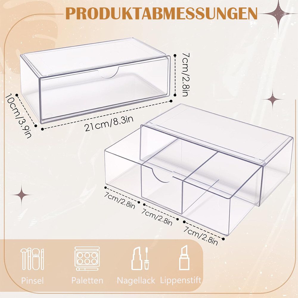 TUWENA Organizer 2er-Set Stapelbarer Organizer mit Schubladen, Badezimmer Organizer (2 St), Transparent Organizer für Kommode Waschtisch Badezimmer Spiegelschra – Bild 2 von 5