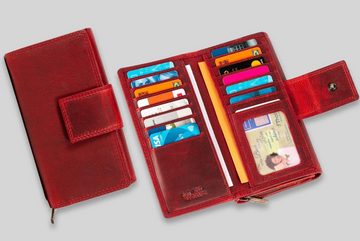 Matador Geldbörse (Damen - Groß Vintage Leder Portemonnaie, für Damen mit RFID, NFC-Schutz), Geldbeutel Damen mit 25 Kartenfächer, mit 2 Sichtfenstern