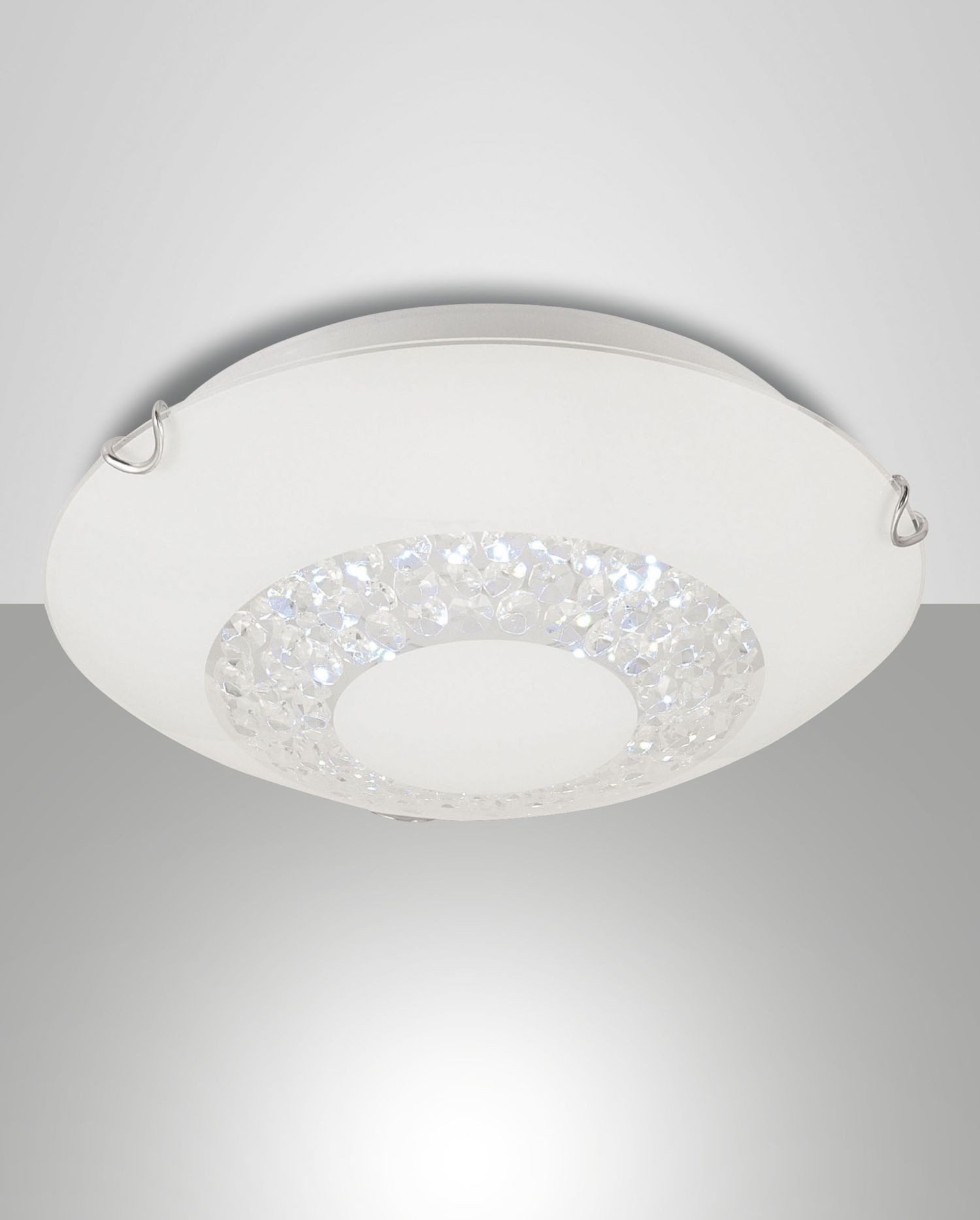 Licht-Erlebnisse Deckenleuchte QUTUR, LED fest integriert, Warmweiß, LED Glas Metall 3000 K 1260 lm rund Ø 30 cm Weiß Deckenlampe
