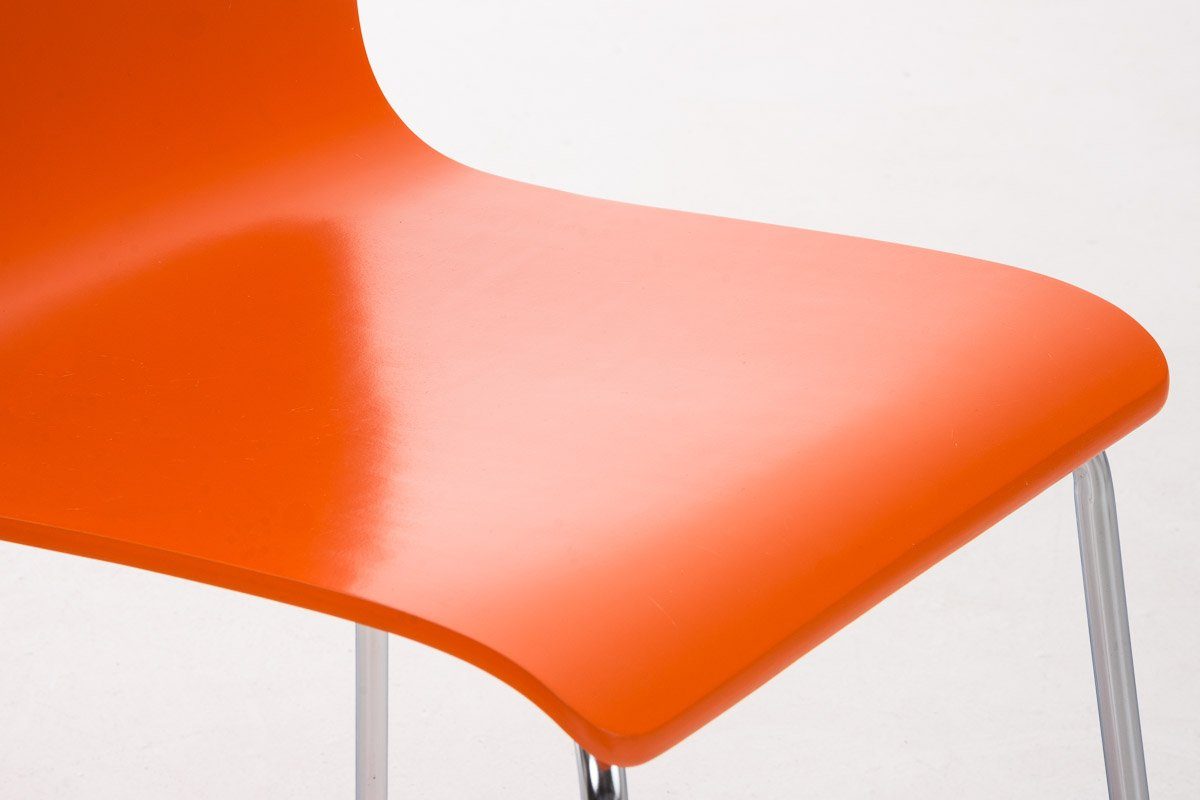 TPFLiving Messestuhl), (Besprechungsstuhl geformter Sitzfläche: - orange - ergonomisch Sitzfläche Konferenzstuhl - Metall Holz Peppo - chrom Gestell: Warteraumstuhl mit Besucherstuhl